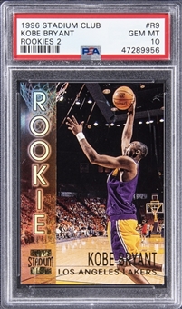 1996-97 Topps Basketball Stadium Club Rookies 2 #R9 Kobe Bryant Rookie Card - PSA GEM MT 10